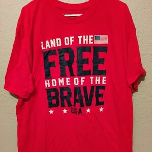 Men's Size XXL 2XL Land of the Free Home of the Brave American Flag T-shirt 4th